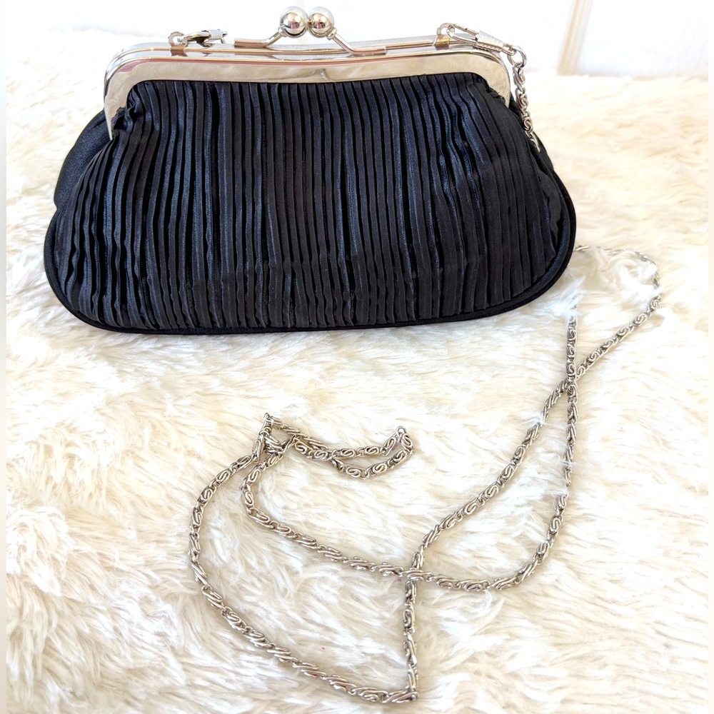 Bijoux Terner Black Plisse Clutch Evening Bag